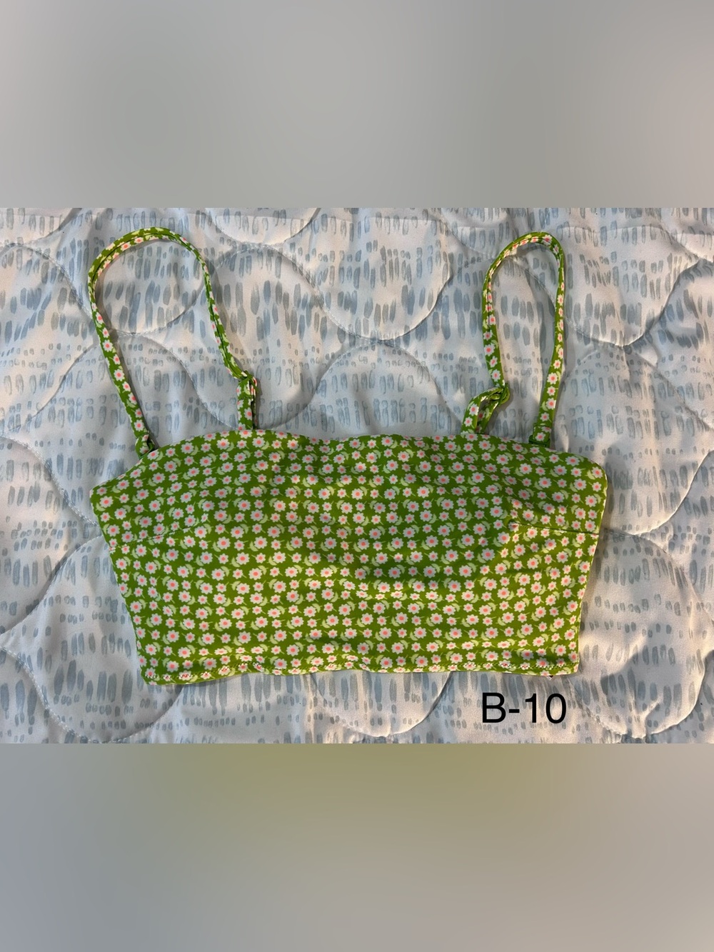 Aerie Green Daisy Longline Bandeau Bikini Top NWT Size Small